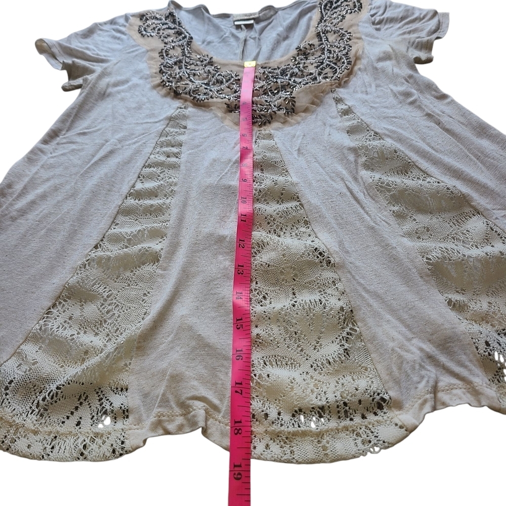 Daytrip by Buckle Ivory Beaded Lace Boho Top Large Festival Y2K Blouse - Picture 8 of 8